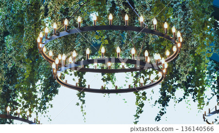 Modern chandelier lighting green ivy decor interior Moscow 136140566