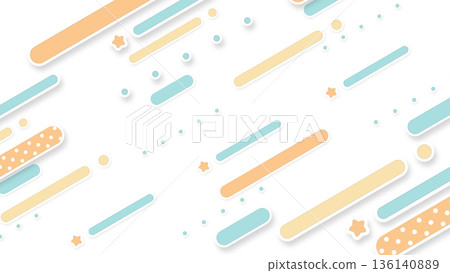 Illustration of slowly flowing lines and stars, white background, pale color version 136140889