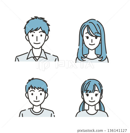 Simple face illustration set of four family members 136141127