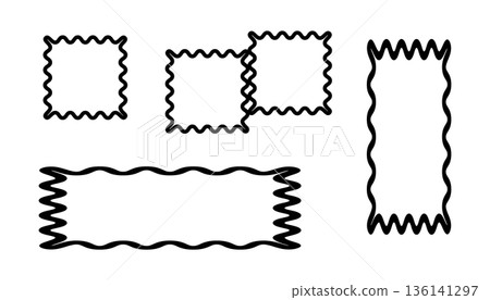 Abstract Wavy Frames and Border Shapes for Design, Art, and Creative Layouts 136141297