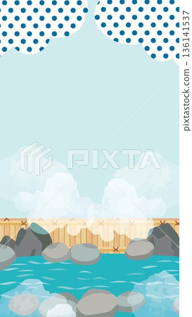 溫泉水彩插畫背景設計 136141537
