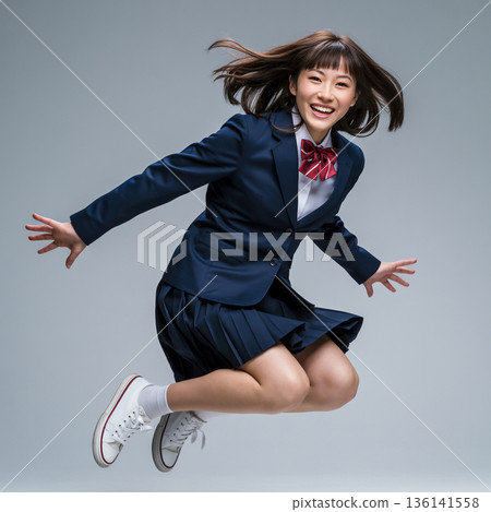 Jumping High School Girl Generative AI Jumping High School Girl Generative AI 136141558