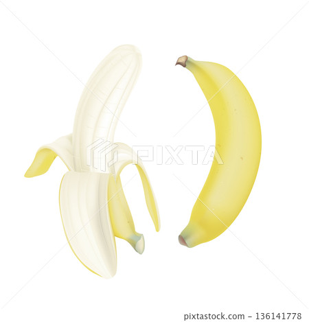 Two ripe Cavendish bananas on white Two ripe Cavendish bananas on white 136141778