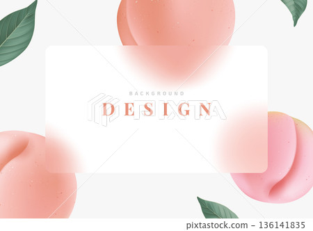 Fruit background design, fresh peaches with leaves 136141835