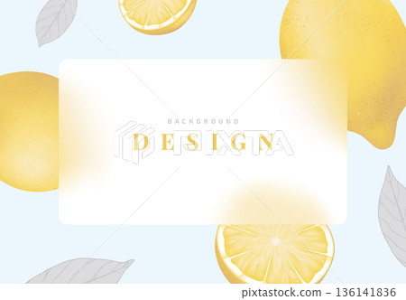 Fruit background design, fresh lemons with leaves 136141836
