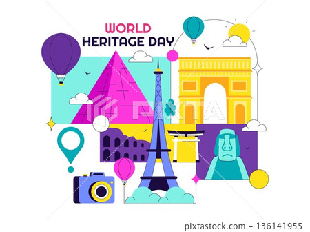 World Heritage Day Vector Illustration on April 18 Celebrating Commemorative Monuments And Historic Sites From Multiple Countries With Flat Background World Heritage Day Vector Illustration on April 18 Celebrating Commemorative Monuments And Historic Sites From Multiple Countries With Flat Background 136141955