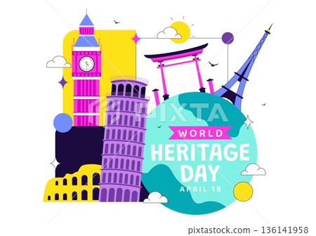 World Heritage Day Vector Illustration on April 18 Celebrating Commemorative Monuments And Historic Sites From Multiple Countries With Flat Background World Heritage Day Vector Illustration on April 18 Celebrating Commemorative Monuments And Historic Sites From Multiple Countries With Flat Background 136141958