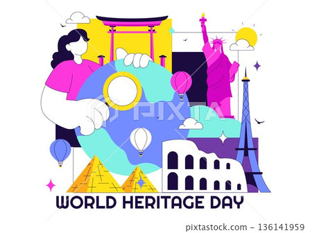 World Heritage Day Vector Illustration on April 18 Celebrating Commemorative Monuments And Historic Sites From Multiple Countries With Flat Background 136141959