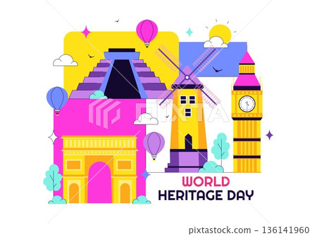 World Heritage Day Vector Illustration on April 18 Celebrating Commemorative Monuments And Historic Sites From Multiple Countries With Flat Background World Heritage Day Vector Illustration on April 18 Celebrating Commemorative Monuments And Historic Sites From Multiple Countries With Flat Background 136141960