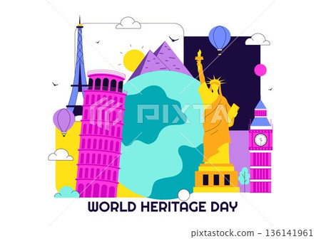 World Heritage Day Vector Illustration on April 18 Celebrating Commemorative Monuments And Historic Sites From Multiple Countries With Flat Background 136141961