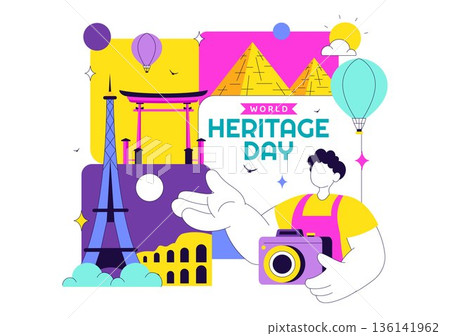 World Heritage Day Vector Illustration on April 18 Celebrating Commemorative Monuments And Historic Sites From Multiple Countries With Flat Background World Heritage Day Vector Illustration on April 18 Celebrating Commemorative Monuments And Historic Sites From Multiple Countries With Flat Background 136141962
