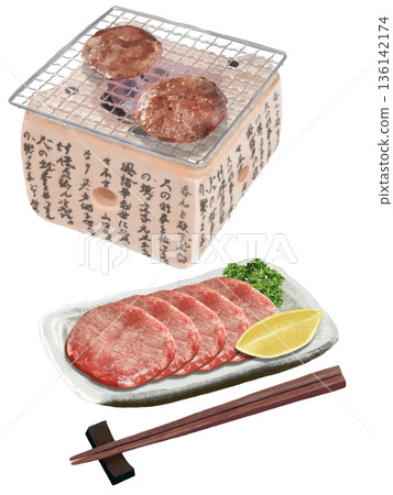 Beef tongue (tabletop charcoal grill set) Beef tongue (tabletop charcoal grill set) 136142174