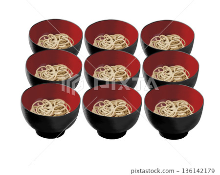 9 bowls of Wankosoba (no tray) 136142179