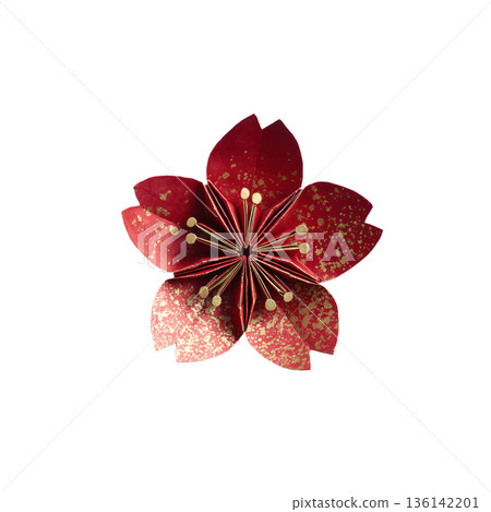 白色背景上的摺紙櫻花 136142201