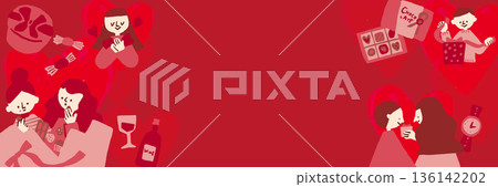情人節人物插畫模板 136142202