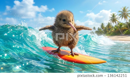 一隻小奇異鳥在美麗的南大洋衝浪 一隻小奇異鳥在美麗的南大洋衝浪 136142251