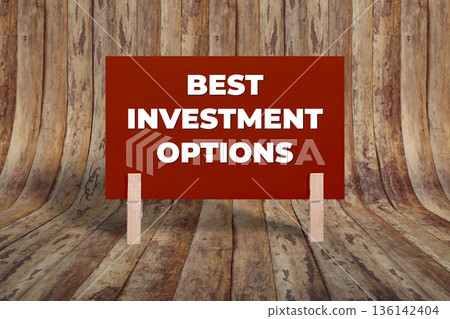 Concept words Best Investment Options, Maroon Rectangle Card Held By Clothespin Wooden Texture Background, Business and Best Investment Options Theme Concept words Best Investment Options, Maroon Rectangle Card Held By Clothespin Wooden Texture Background, Business and Best Investment Options Theme 136142404