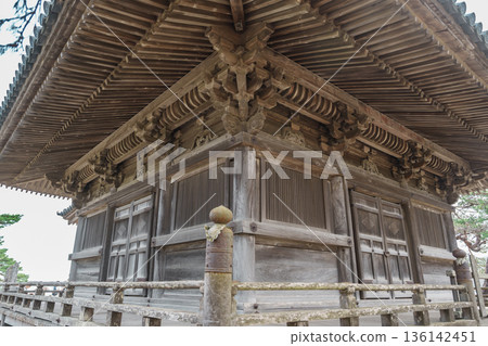 Zuiganji Godaido or National Treasure, a temple building on a small island in Matsushima Bay in Matsushima, Miyagi Prefecture, Tohoku, Japan. Landmark and famous Vacation 136142451
