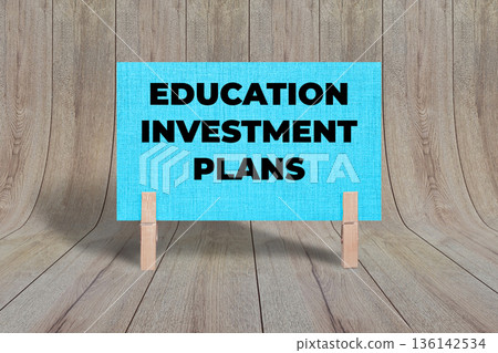 Concept words Education Investment Plans, Light Blue Grunge Texture Rectangle Card Held By Clothespin Wooden Texture Background, Business and Education Investment Plans Theme Concept words Education Investment Plans, Light Blue Grunge Texture Rectangle Card Held By Clothespin Wooden Texture Background, Business and Education Investment Plans Theme 136142534