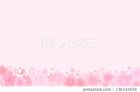 Watercolor style cute cherry blossom frame_bottom_horizontal Watercolor style cute cherry blossom frame_bottom_horizontal 136142650