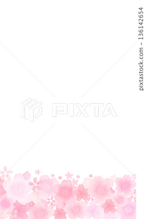 Watercolor style cute cherry blossom frame _ bottom _ no background _ vertical Watercolor style cute cherry blossom frame _ bottom _ no background _ vertical 136142654