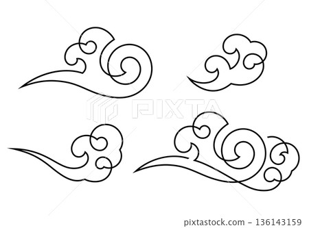 chinese clouds icon symbol set minimalism 136143159