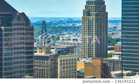 Aerial Downtown Salt Lake City Skyscrapers Walker Center Urban Utah 136143221