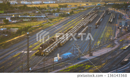 Aerial Train Yard and Railroad Tracks in Downtown Salt Lake City Utah Aerial Train Yard and Railroad Tracks in Downtown Salt Lake City Utah 136143368