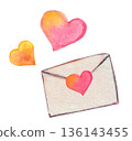 Colorful watercolor heart envelopes Colorful watercolor heart envelopes 136143455