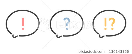 手繪對話框和符號線條圖插圖套裝（彩色） 136143566