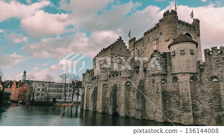 Ghent, Belgium - March 13 2023: Ghent City Surrounding View 136144008