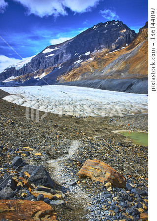 Athabasca Glacier Path Rocky Foreground and Majestic Mountain in Jasper National Park Athabasca Glacier Path Rocky Foreground and Majestic Mountain in Jasper National Park 136144092