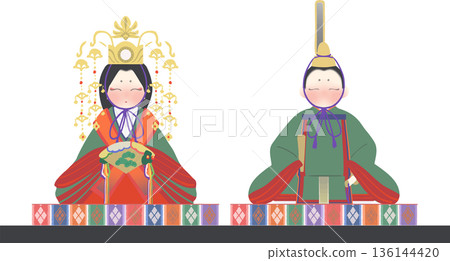 雛祭日式風格的雛人偶向量插圖 雛祭日式風格的雛人偶向量插圖 136144420