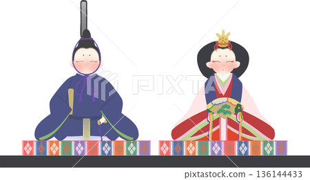 雛祭日式風格的雛人偶向量插圖 雛祭日式風格的雛人偶向量插圖 136144433