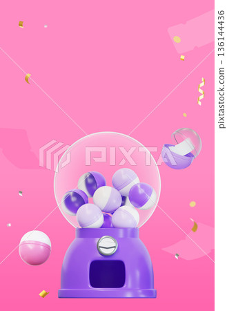 3D lucky gashapon machine vertical event banner with copy space 3D lucky gashapon machine vertical event banner with copy space 136144436