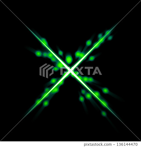 Green glowing cross star light effect 136144470