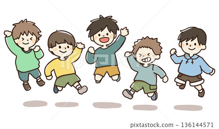 跳躍兒童的插圖 136144571