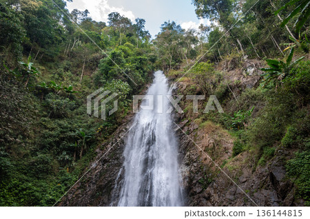 Stream water flowing from Khun Korn waterfall an iconic natural attraction place and tallest waterfalls (70 metres) in Chiang Rai province of Thailand. Stream water flowing from Khun Korn waterfall an iconic natural attraction place and tallest waterfalls (70 metres) in Chiang Rai province of Thailand. 136144815