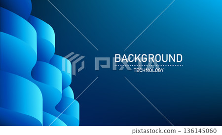 Abstract Technology Background with Wave Shapes, Modern Digital Flow Design for Poster, Cover, Brochure, Flyer and Website, Futuristic Hi-Tech, Innovation and Data Visualization, Vector Illustration 136145060
