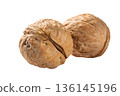 Pair of Walnuts Isolated on White Background, Healthy Food and Snack Concept. Still Life 136145196