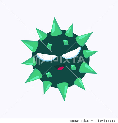 Cartoon Green Virus Character Illustration 136145345