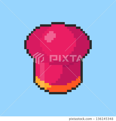 Pixel art Red Chef Hat game asset design 136145348