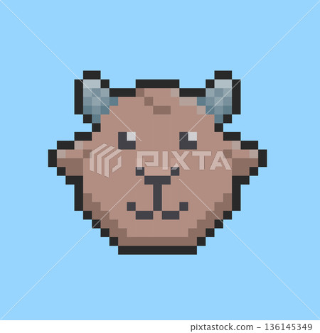 Pixel art Goat Face game asset design Pixel art Goat Face game asset design 136145349