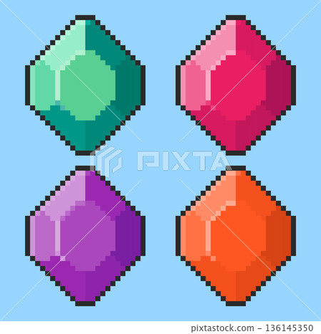 Pixel art Gems Collection game asset design 136145350