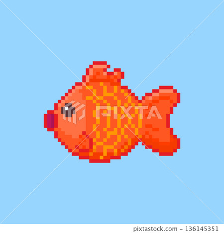Pixel art Goldfish game asset design 136145351