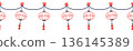 Seamless Chinese New Year lantern border with hanging ornaments in Chinese style, red and blue colors on transparent background. 136145389