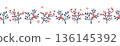 Seamless Chinese New Year border with trees in Chinese style, red and blue colors on transparent background. 136145392
