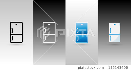 Refrigerator Icon Flat Design concept For Web Interface, Kitchen Appliance App, Smart Home user interface, Kitchen Appliance UI, Home Appliance Control App, Household Appliance Dashboard Interface 136145406