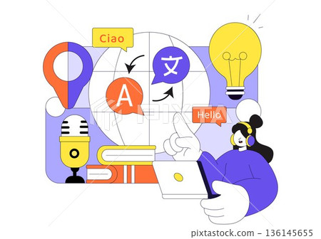 Translator Service Vector Illustration Showing...-插圖素材 [136145655 ...