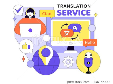 Translator Service Vector Illustration Showing...-插圖素材 [136145658 ...